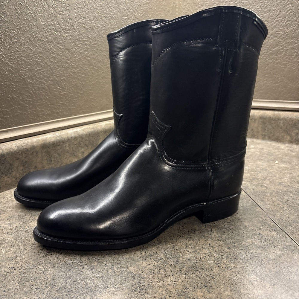 Servus Black Western Rubber Boots Men's 9 USA Made Excellent Cond 77970 Mid Calf